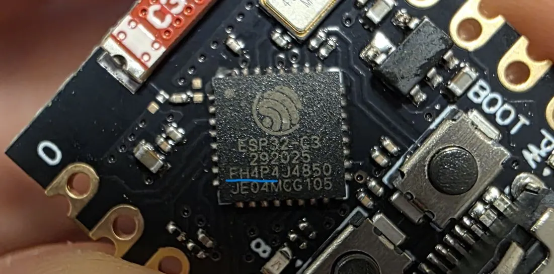 Photo of close up of the chip marking