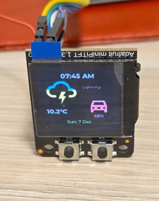 Example in color for MiniPiTFT showing info screen