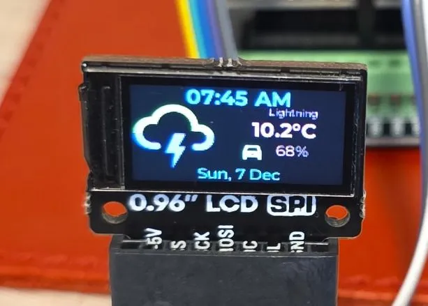 Example in color for 0.96 inch display showing info screen
