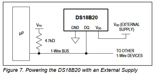 DS18B20 wiring up with MCU diagram