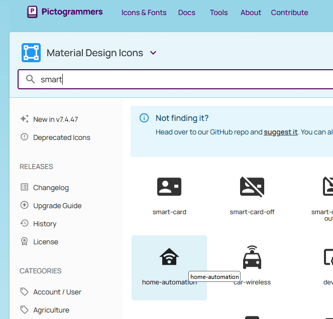 Search for Material Design Icons